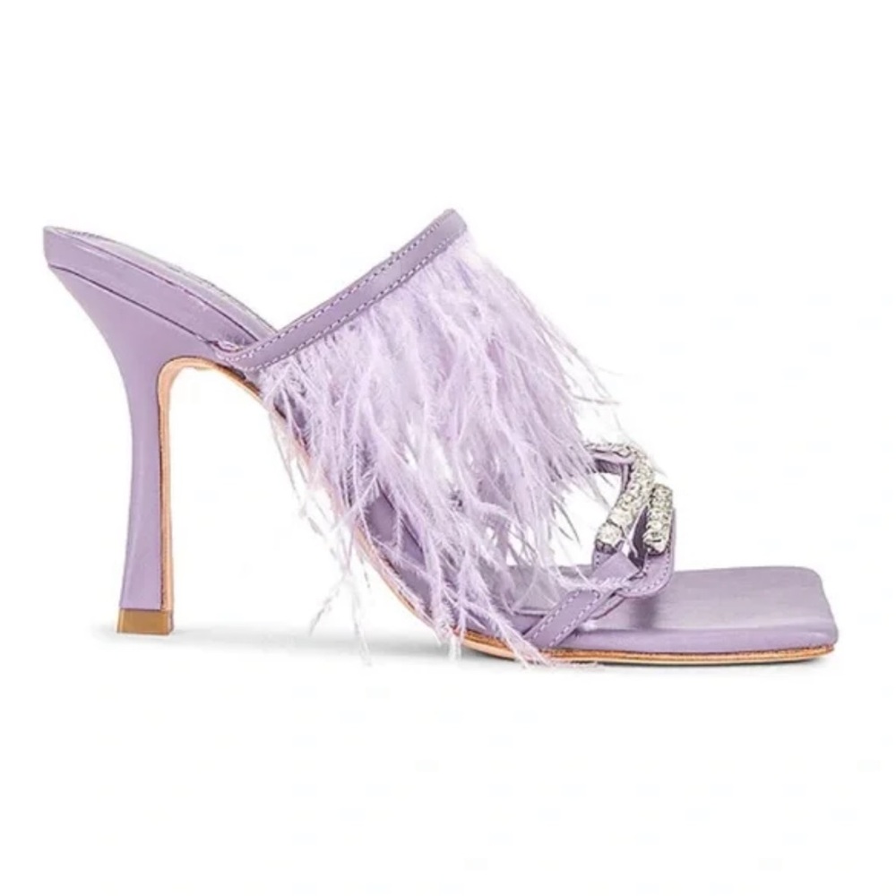 FINAL SALE - REVOLVE song of style Purple Feathered Sandals with Rhinestones - Picture 2 of 8